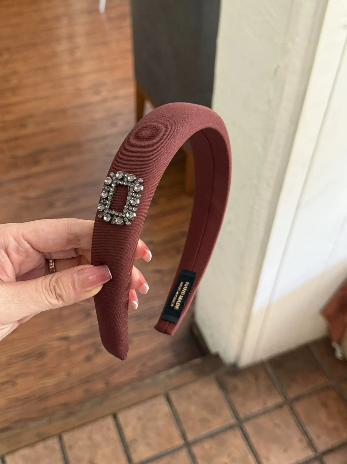 Rhinestone Velvet Headband Korean Fashion Versatile Female Face Wash Simple Hair Hoop Daily Wear Headhoop Hair Style Accessories Quake red