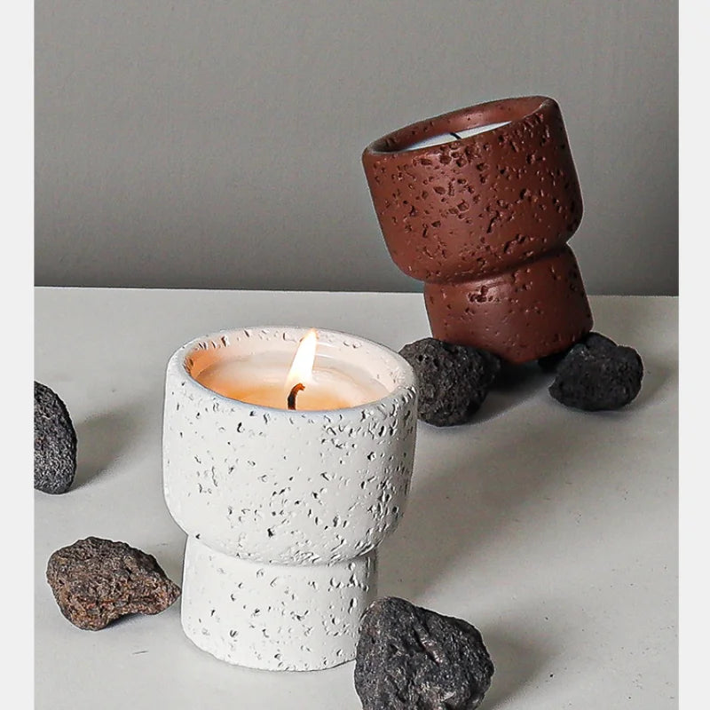Simple Cement Household Aromatherapy Candles Empty Cups DIY High-value Handicrafts Indoor Candle Holders Decorative Ornaments Quake