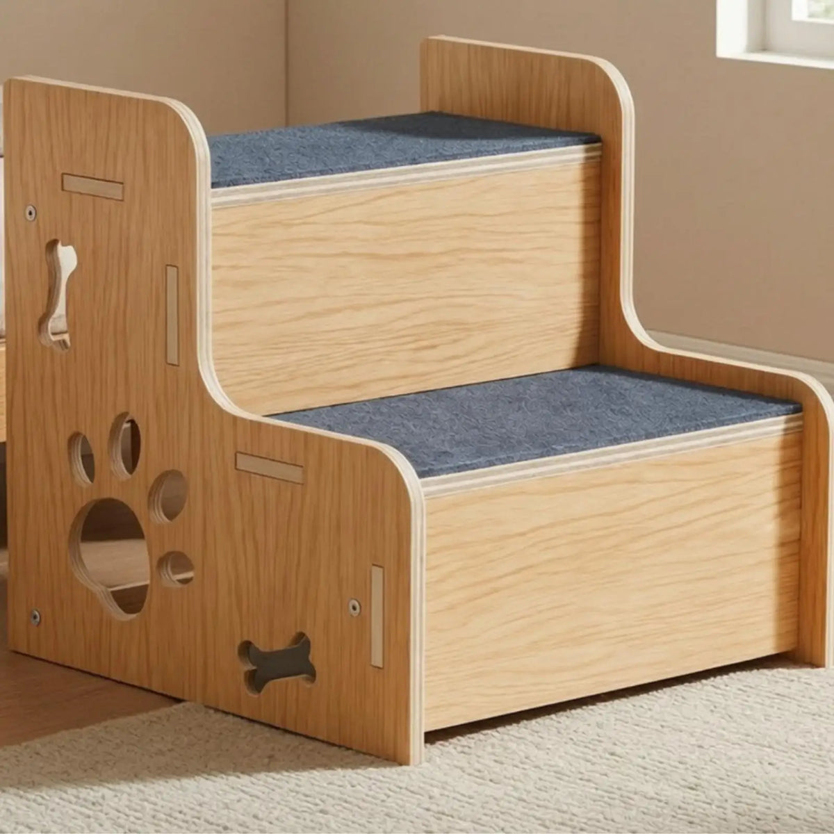 Small Dog Stairs for High Bed Wooden Pet Ladder with Carpeted Steps for Cats Puppies Stable Ramp Quake