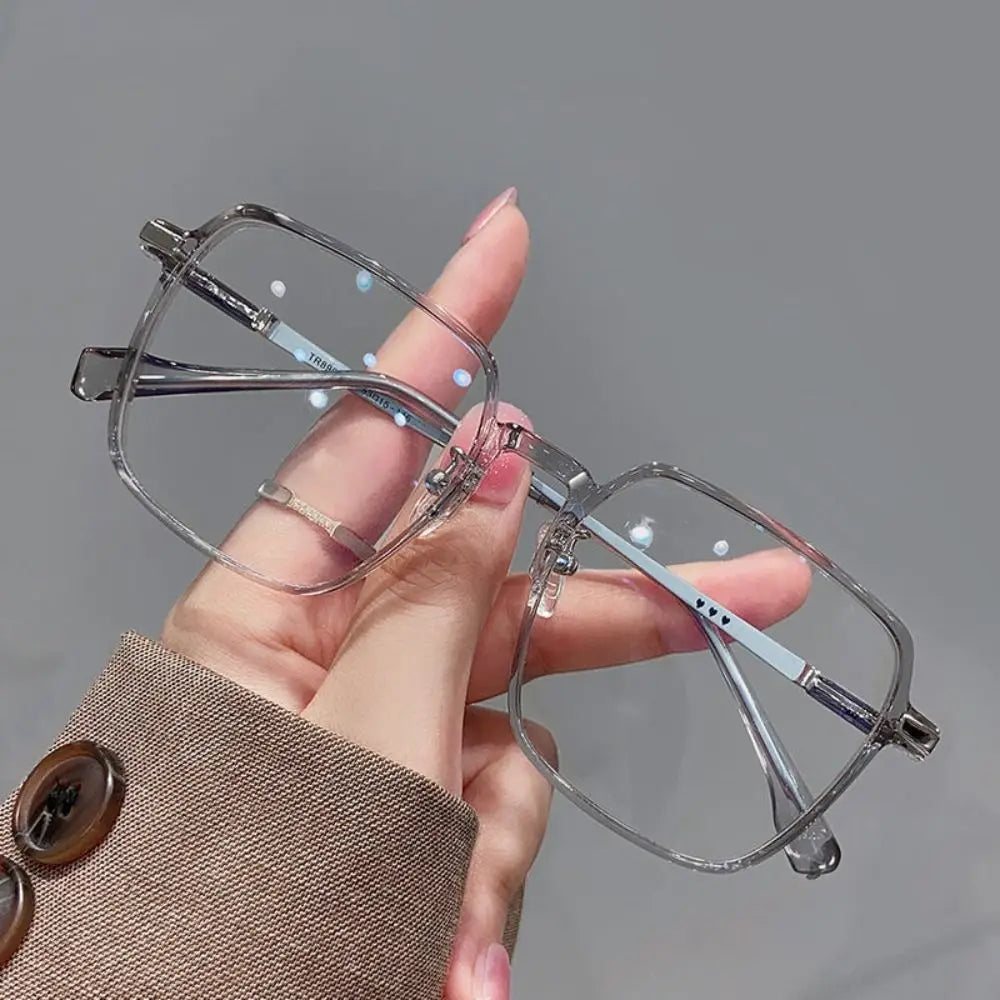 Trendy Office Anti Blue Light Glasses for Women Men Fashion Square Clear Frame Optical Eyewear Eye Protection Computer Goggles Quake Grey