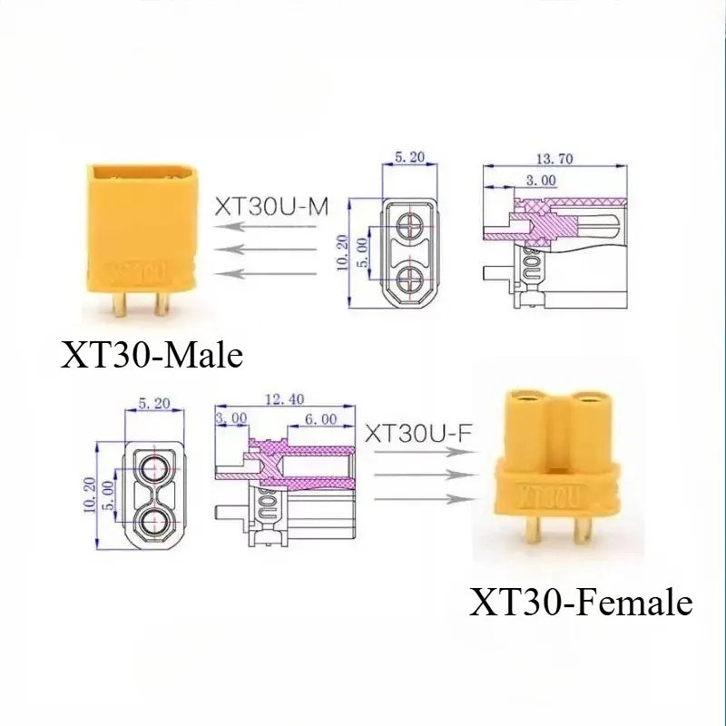 XT30 Male Female To DC5521/5525mm Male Adapter Wire 14AWG Heavy‑Duty Power Cable For FPV Goggles Battery Power Connection Quake