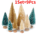 27/9PCS Mini Christmas Tree Artificial Miniature Pine Tabletop Tree Wood Base Xmas Ornaments Christmas Crafting Party Decoration Quake Christmas Tree Sets 18PCS (2Sets)