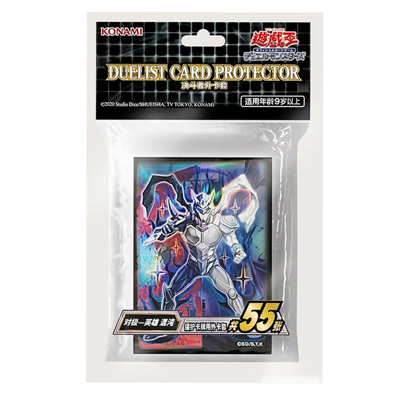Hot 55pcs Official YuGiOh Simplified Chinese Hero Chaos Card Sleeves 63x90mm TCG Game Protector for Kids Anime Collection Gift Quake