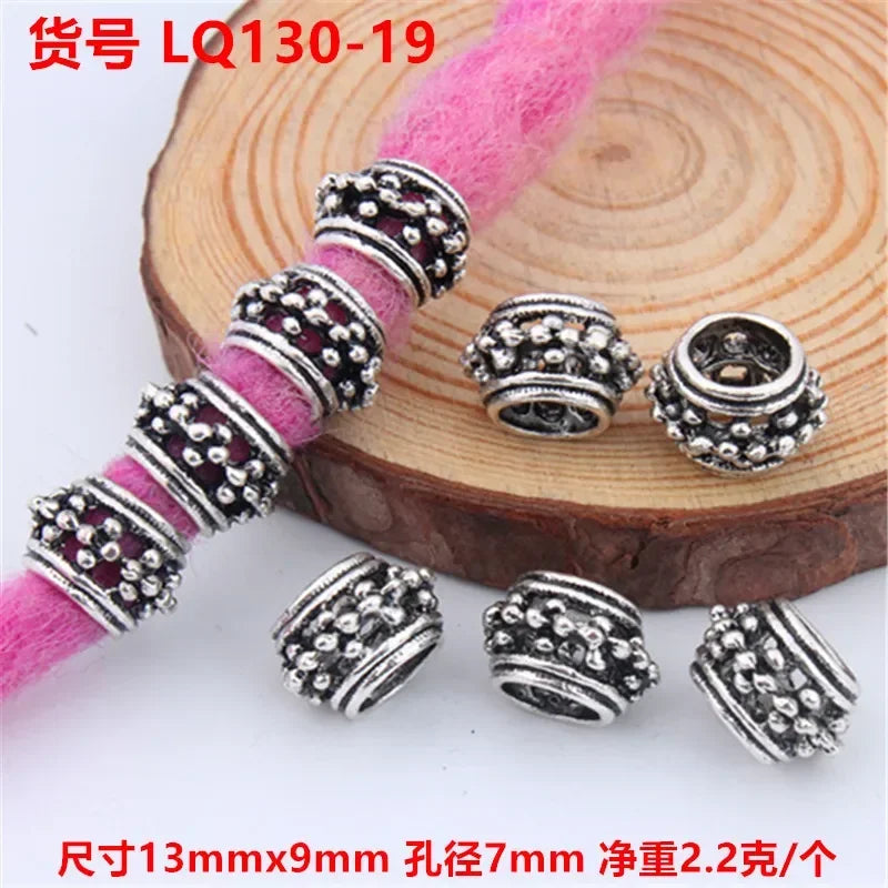 African Braiding Hair Rings Vintage Spiral Braids Hair Styling Tools Accessories Silver Gold Beads for Hair Braids Dreadlock Quake 5pcs LQ130-19