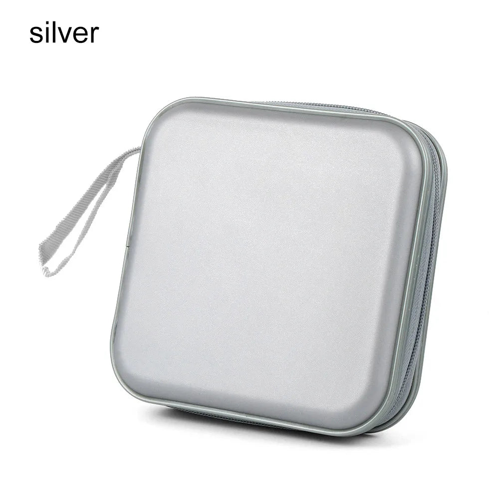 40 Disc Bags Wallet Album Holder Double-side Storage Sleeve CD DVD Case Organizer Quake silver