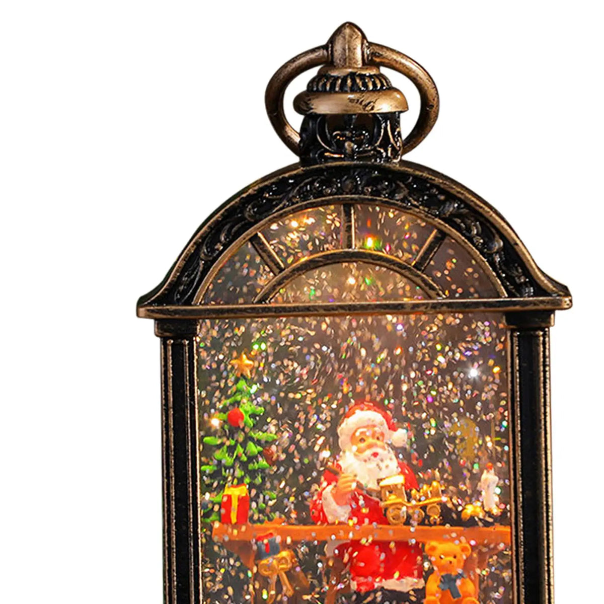 Christmas Snow Globe Lantern Crafts Glitter Night Light Holiday Ornament for Winter Decorations and Home Decor Quake