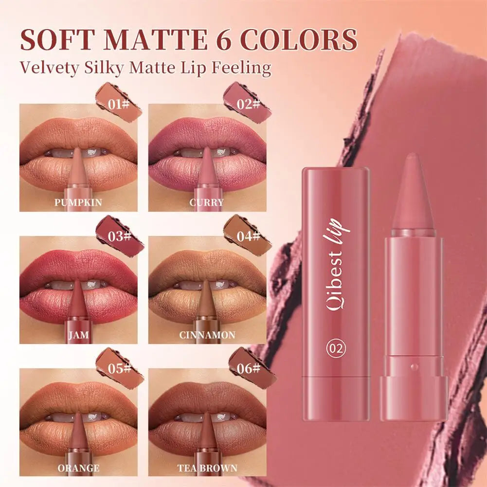 Twist Up Gradient Matte Lipstick Crayon Lip Liner Pencil For Women, Long Lasting Waterproof Flawless Contour Lip Pencil Crayon Quake