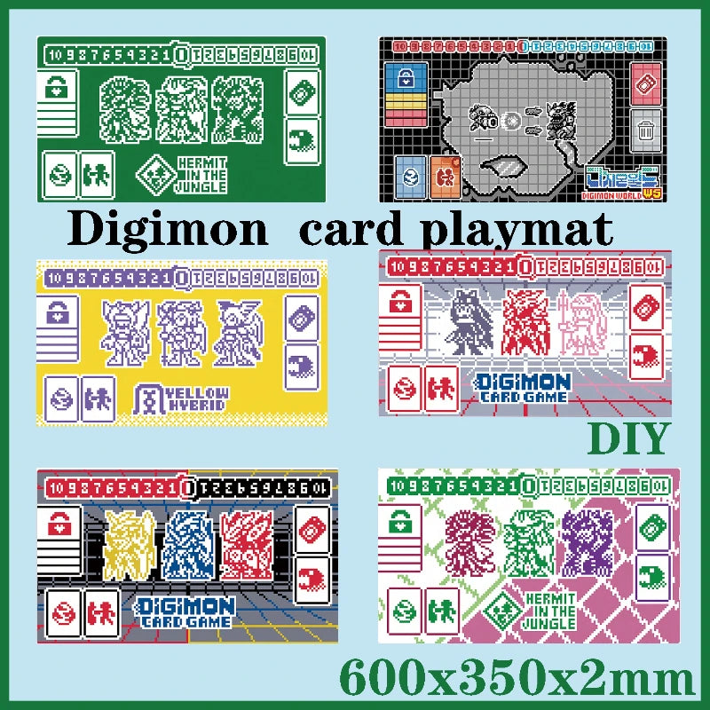 New Non-Slip Digimon Playmat 600x350mm 2mm Thick DIY Custom Card Game PlayMat Durable Children Desk Mat Anime Collection Gift Quake