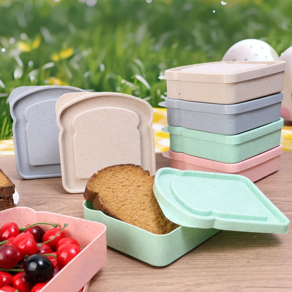 Sandwich Food Storage Case Portable Container Salad Fruits Snack Storage Box with Lid Reusable Microwave Lunch Box Sandwich Case Quake
