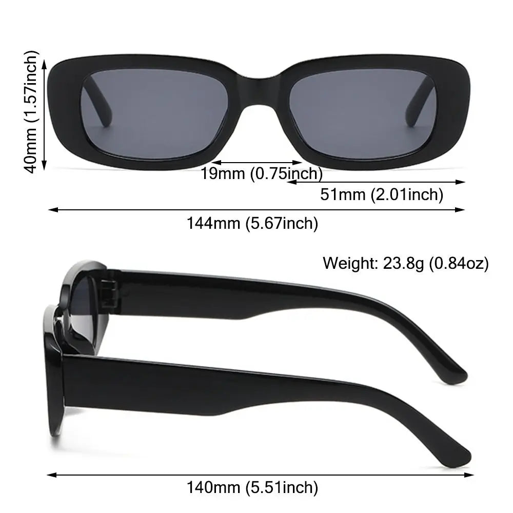 Trendy Narrow Square Frame Y2K Sun Glasses Candy Color UV400 Protection Rectangle Sunglasses Black Shades for Women Men Quake