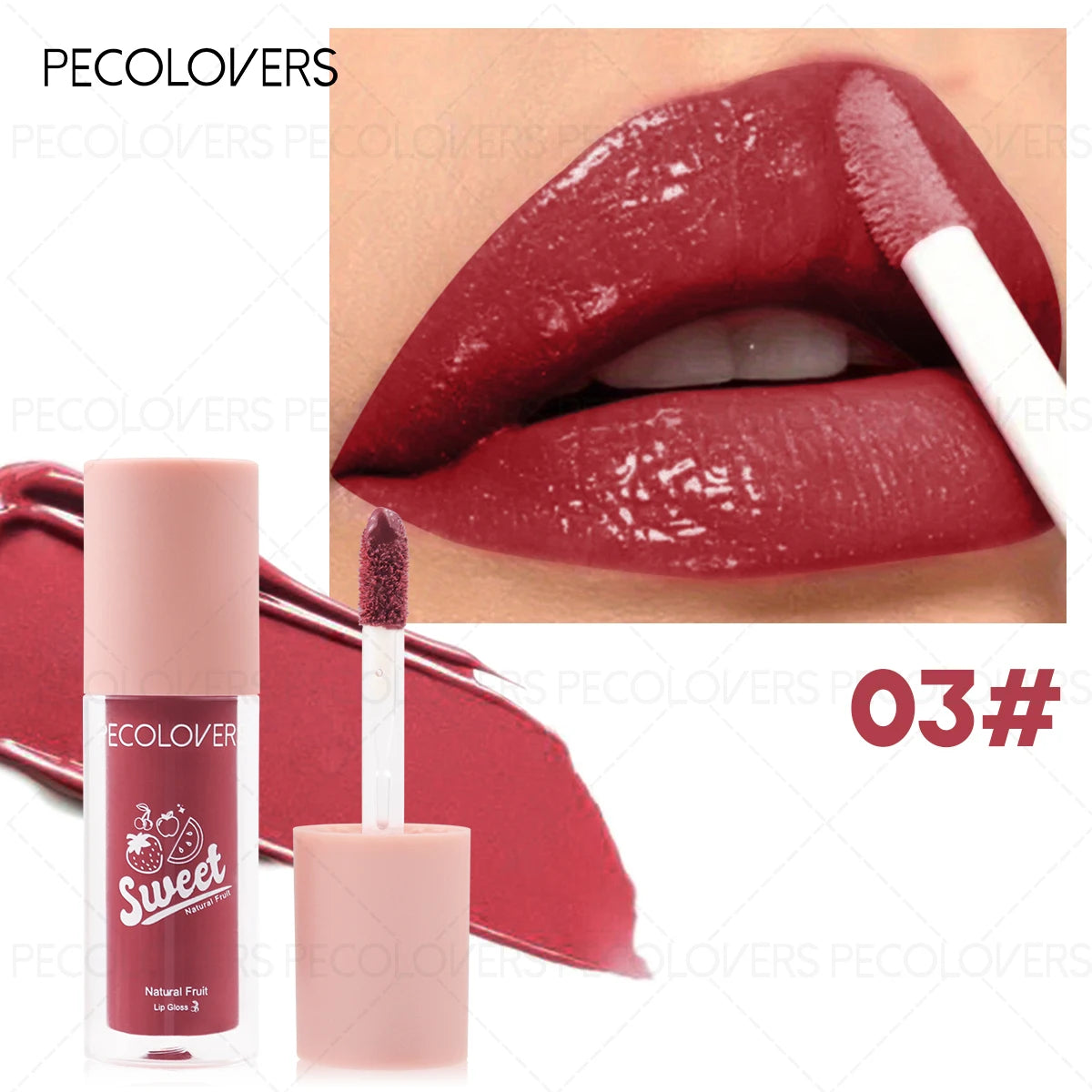 Arious of Fruit Flavors Lip Gloss, Multi-Color Lip Glaze, Long-lasting Stain Resistant Transparent Film Forming Lip Gloss Quake 03