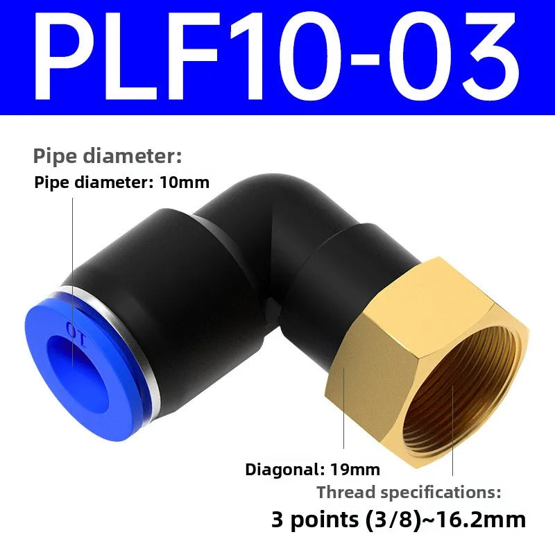 1pcs PLF Pneumatic Fittings Female Thread 1/8 1/4 3/8 1/2 Hose OD 4/6/8/10/12mm Air Elbow Connector Tube Push In Fittings Quake PLF10-03 1 Pcs