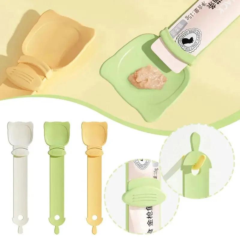 Pet Feed Spoon Food Scoop Cat Strip Squeezer Feeder Dispenser Indoors Puppy Kitten Snack Liquid Food Scoop Kitty Pet Supplies Quake