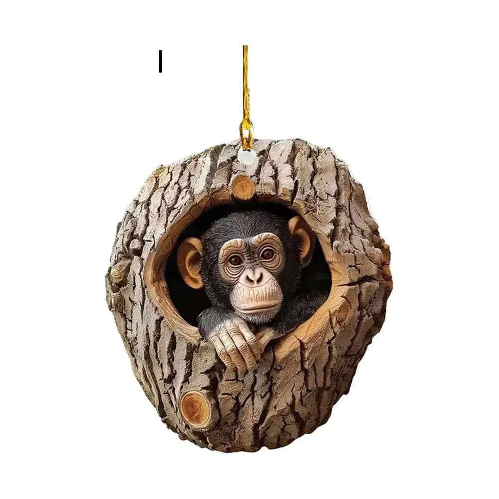 Festive Hanging Pendant Decoration Rustic Forest Christmas Ornaments 2d Acrylic Wildlife Decor for Christmas Tree Seasonal Quake