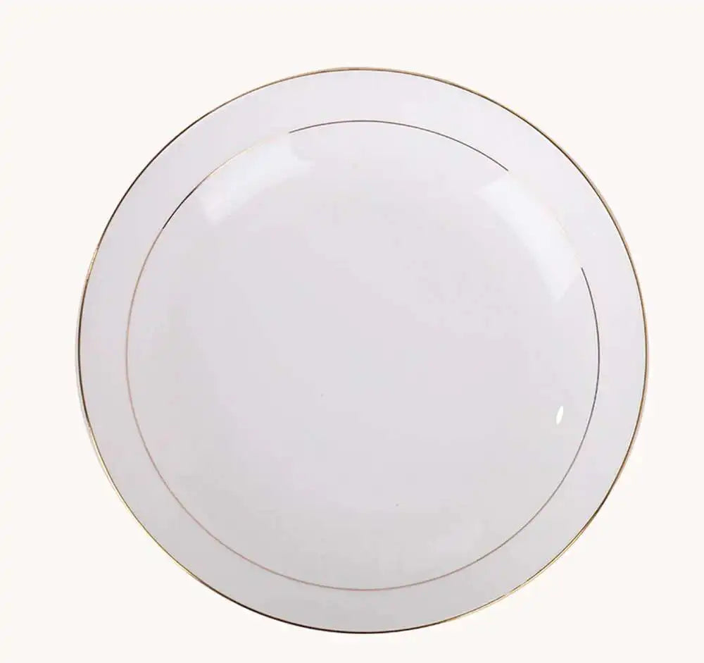 Bone China Gold Border Vegetable Deep Plate Ceramic Dining Plate Tableware Quake