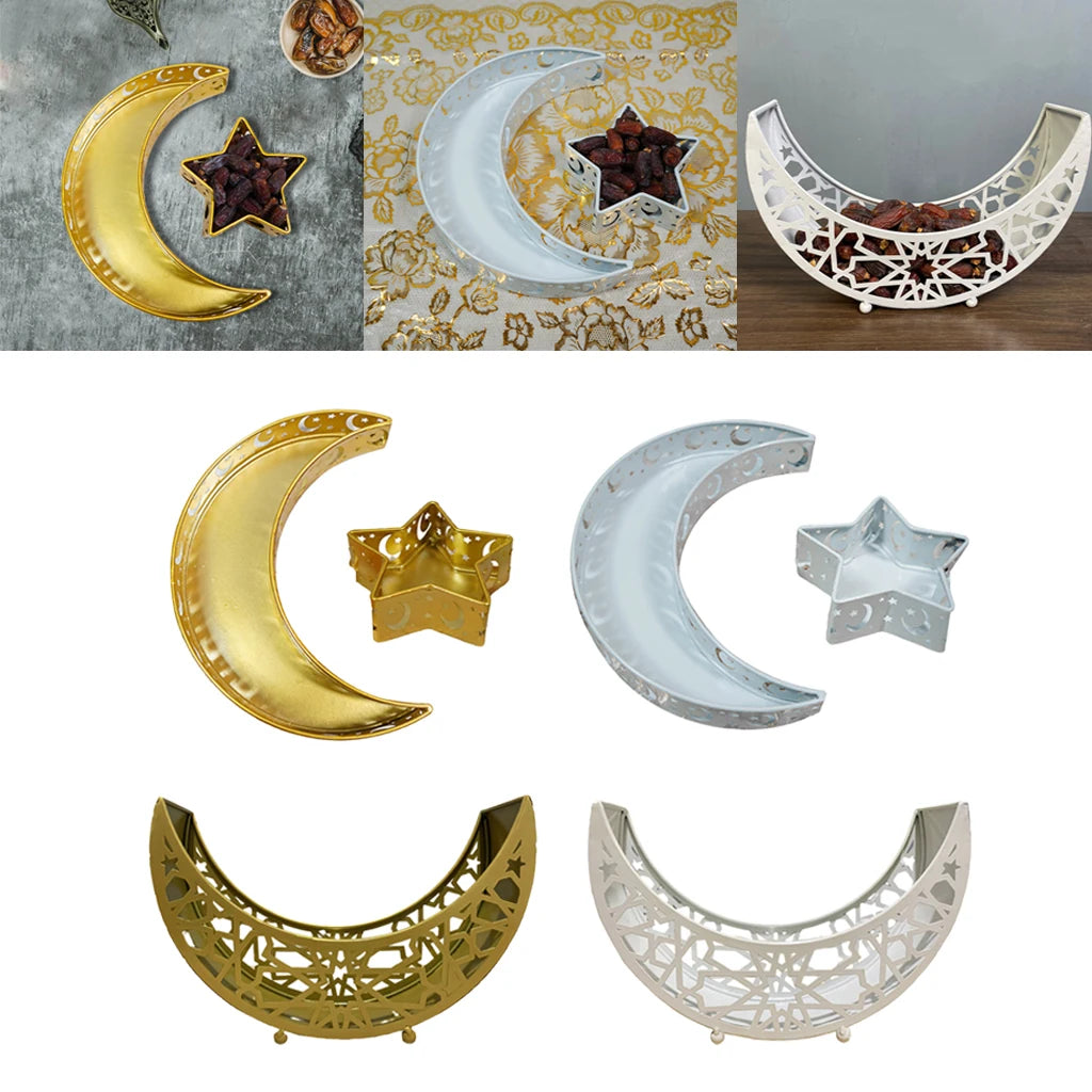Elegant Moon Design Serving Tray for Ramadan and Eid Celebrations Quake