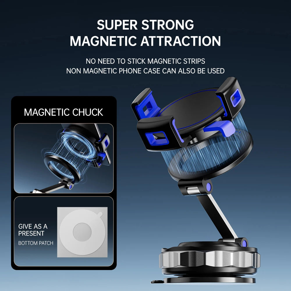 Car Phone Magnetic Stand Mechanical Vacuum nano adhesive Suction Cup Rotate 360° Magnetic Adsorption Bracket Quake