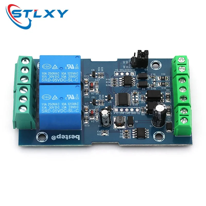 Stlxy Relay Module Switch 1/2/4 Channel Modbus RTU RS485/TTL Communication 7-24V with Anti-reverse Protection for Electronics Quake