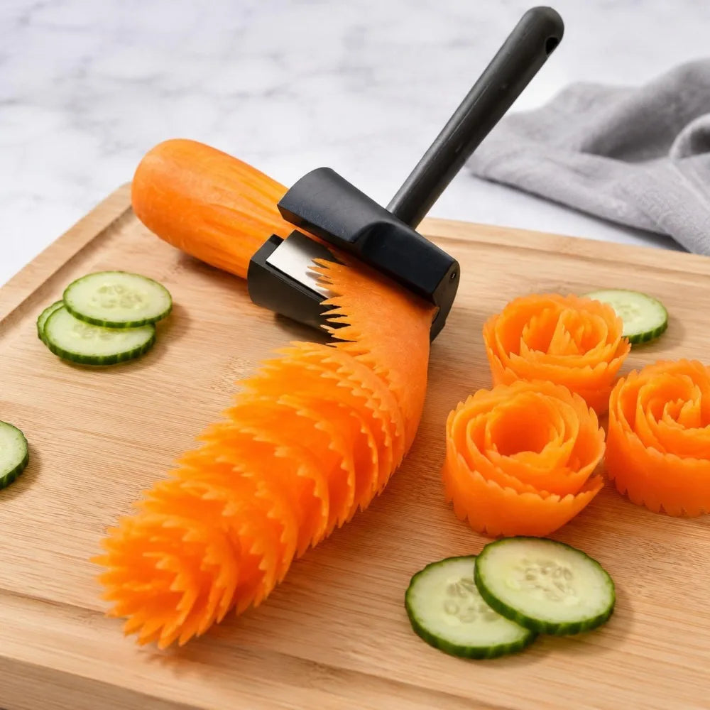 Carrot Spiral Carving Device Vegetable Fruit Carving Tools Two Carving Styles Carrot Cucumber Sharpener for Garnishing Design Quake