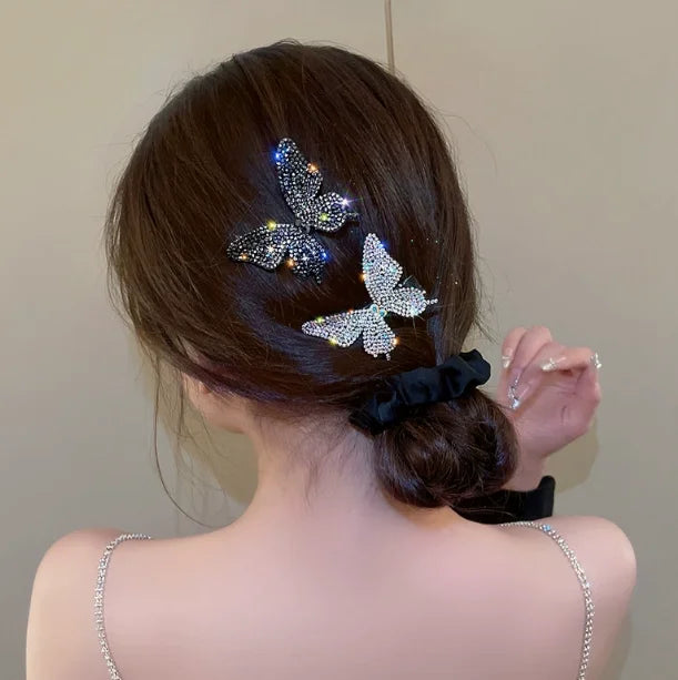 Women's Colorful Butterfly Hairpin Hair Clips Fashion Kids Barrettes Bobby Pins Diamond Butterfly Clip Hairdressing Accessories Quake