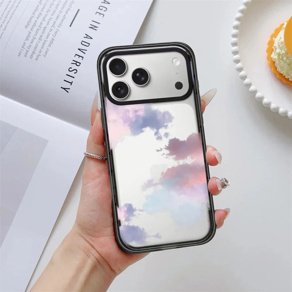 Cat Cloud Moon Pattern Impact Black Border Magnetic Phone Case Cover for IPhone 13 14 15 16 17 18 Pro Max Case Quake