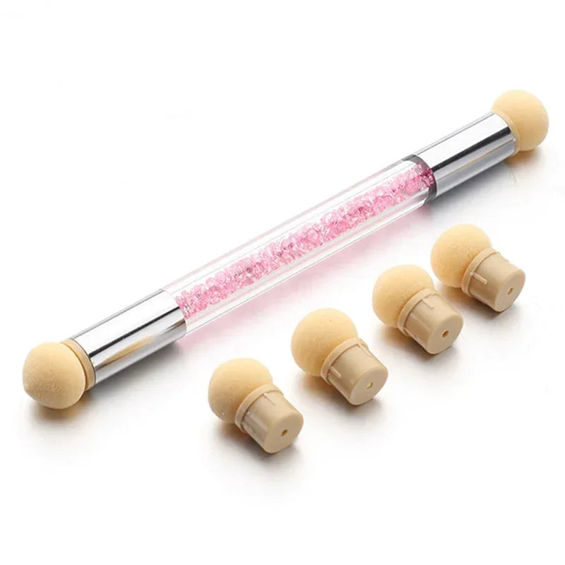 Heads Gel Polish Color Sponge Replacement Nails Art Gradient Brush Glitter Powder Dotting Pen For Manicure Accessories Tools Quake Pink 5PCS