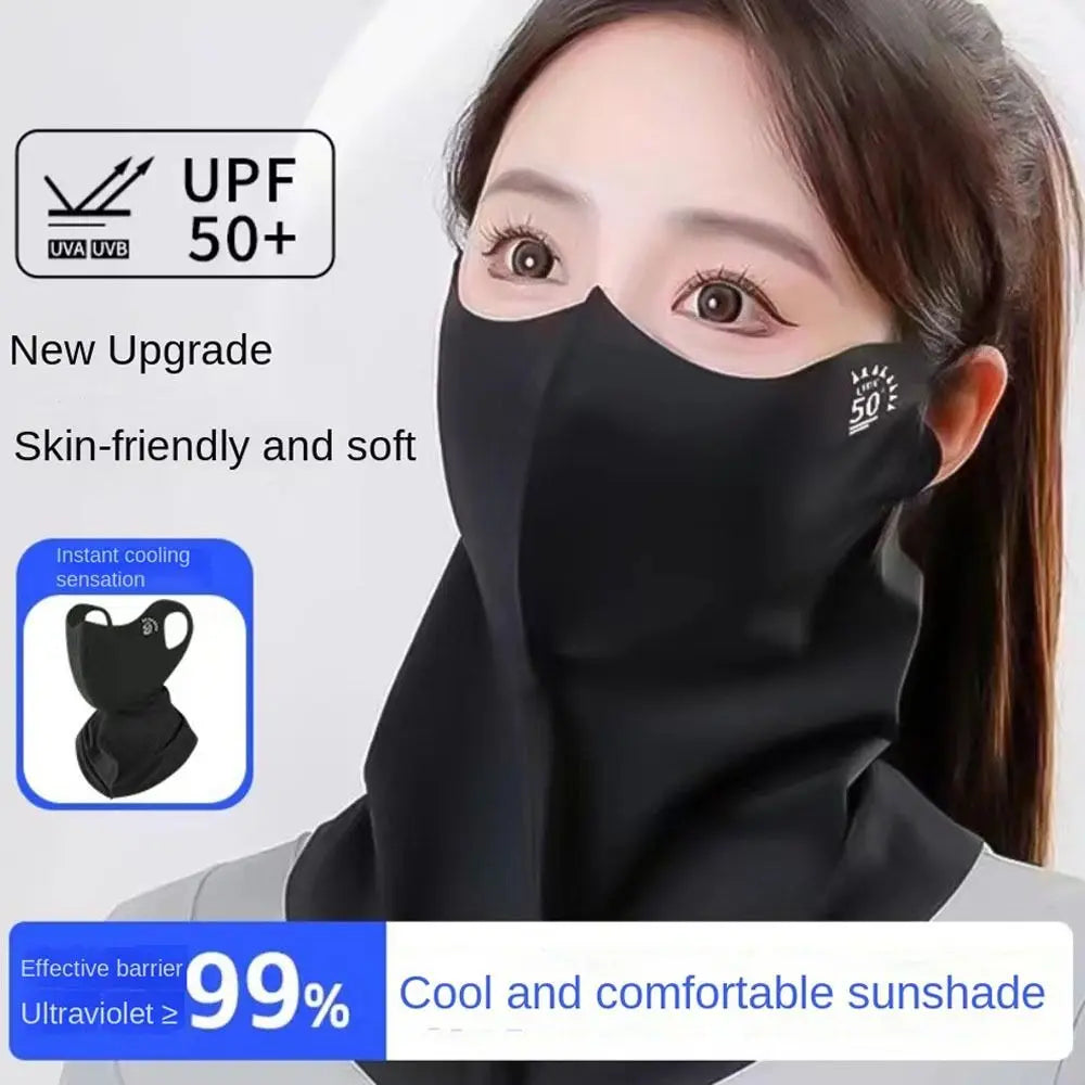 UPF50+ Sun Protection Mask Fashion 3D Ice Silk Anti-UV Neck Scarf Sunscree Dustproof Sunshade Face Mask Outdoor Quake