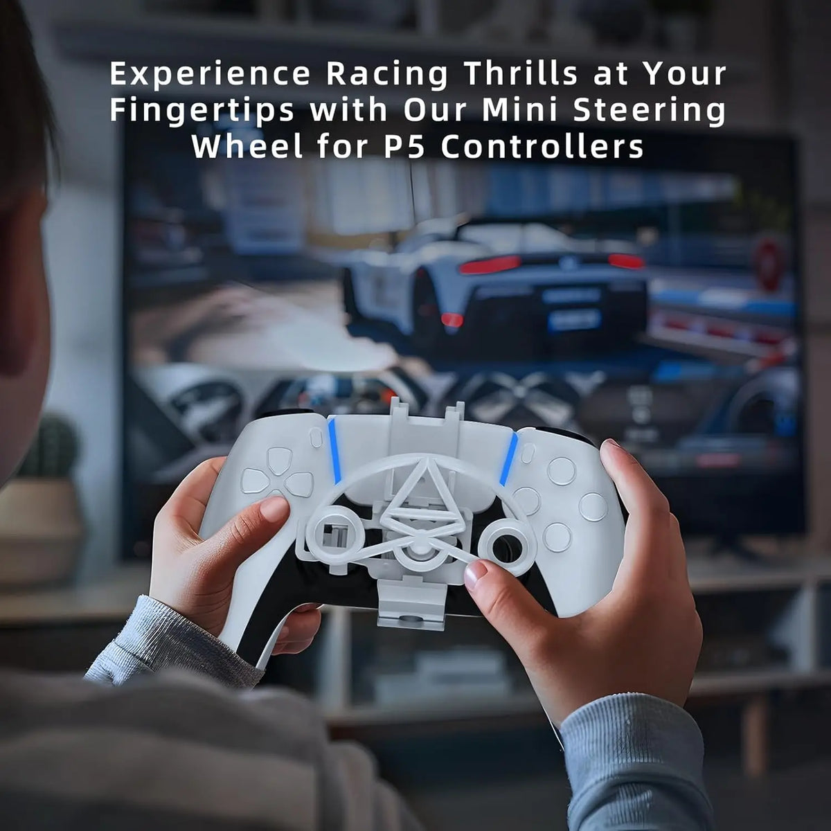 Mini Steering Wheel for PS5 Controller,Racing Game Accessory Compatible with PS5 & PS5 Slim Quake