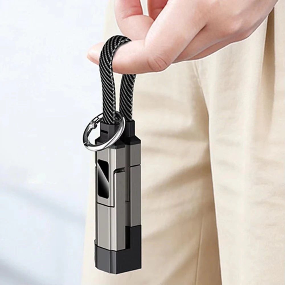 4-in-1 Keychain Charging Cable LED Digital Display 65W Super Fast Charging Braided Zinc Alloy Multi Charger Cord Quake