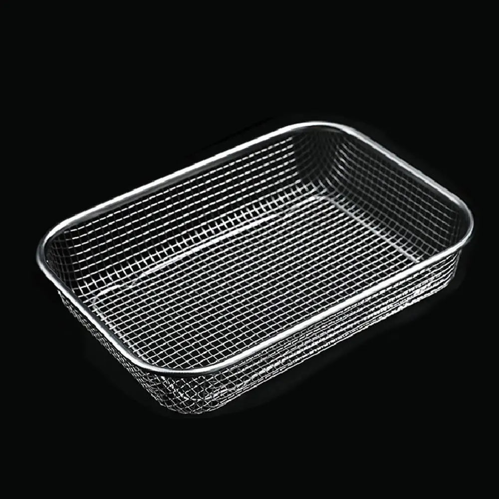 New Stainless Steel Washing basket Sink Strainer Colander Square Storage Baskets Handles Kitchen Supplies Net Baskets Quake 29.5x21.5cm-Type 1