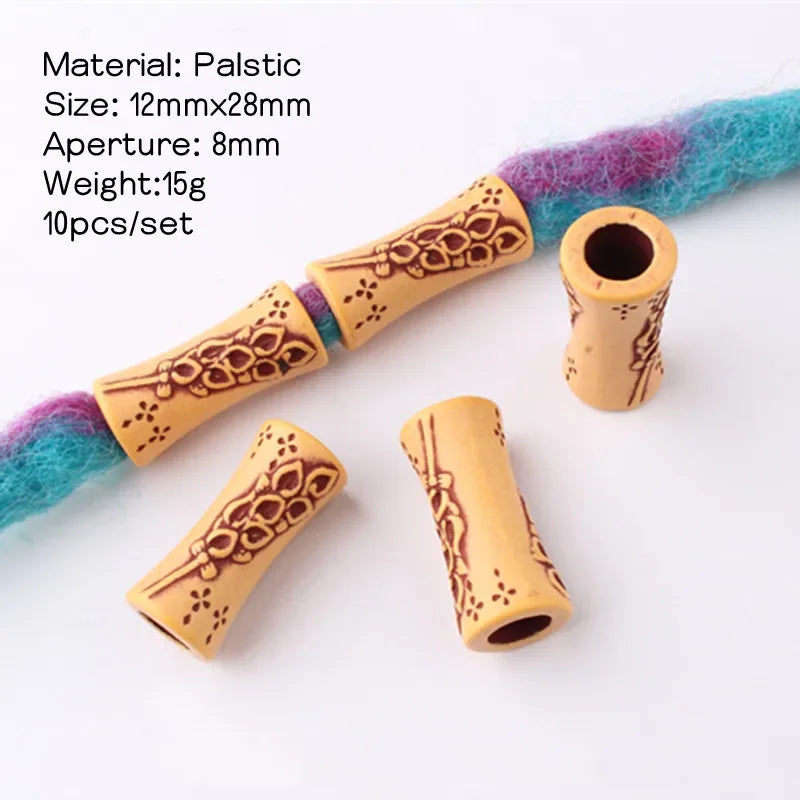 10pcs Hair Beads Rings Beads Braiding Hair Clips for Women Girls Cuffs Tubes Charms Dreadlock Hair Styling Tools Accessories Quake 10pcs LQ617-1