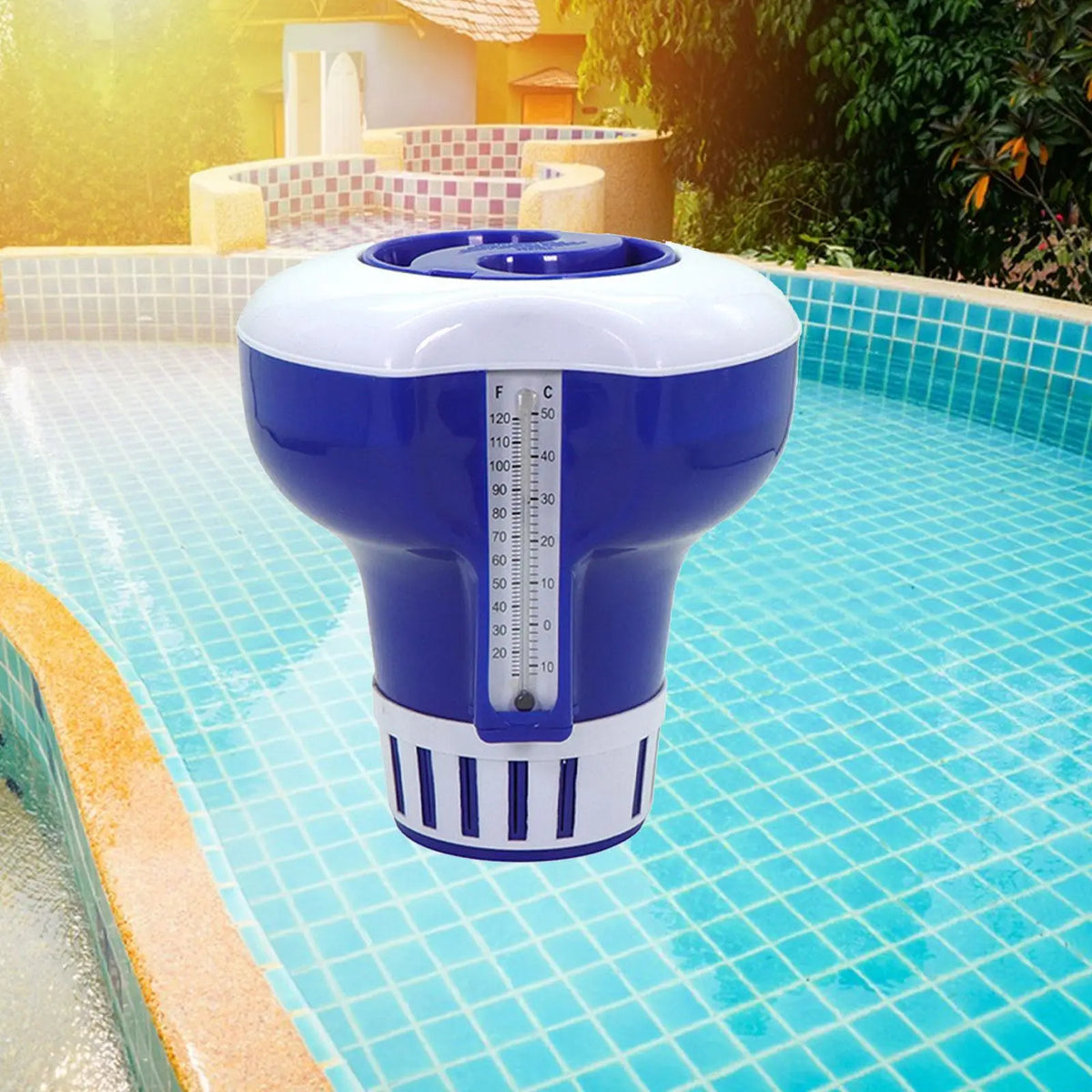 Pool Chlorine Floater Swimming Pool Floating Supplies Pool Clarifiers with Thermometer for Chlorine Hot Spring Pools Quake