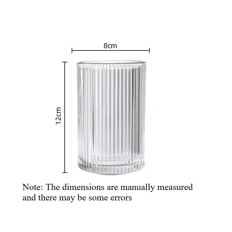 Vertical Striped Glass Cup Japanese Embossed Tumbler Heat‑Resistant Transparent Coffee Juice Mug Drinking Glass Quake B 200-400ml