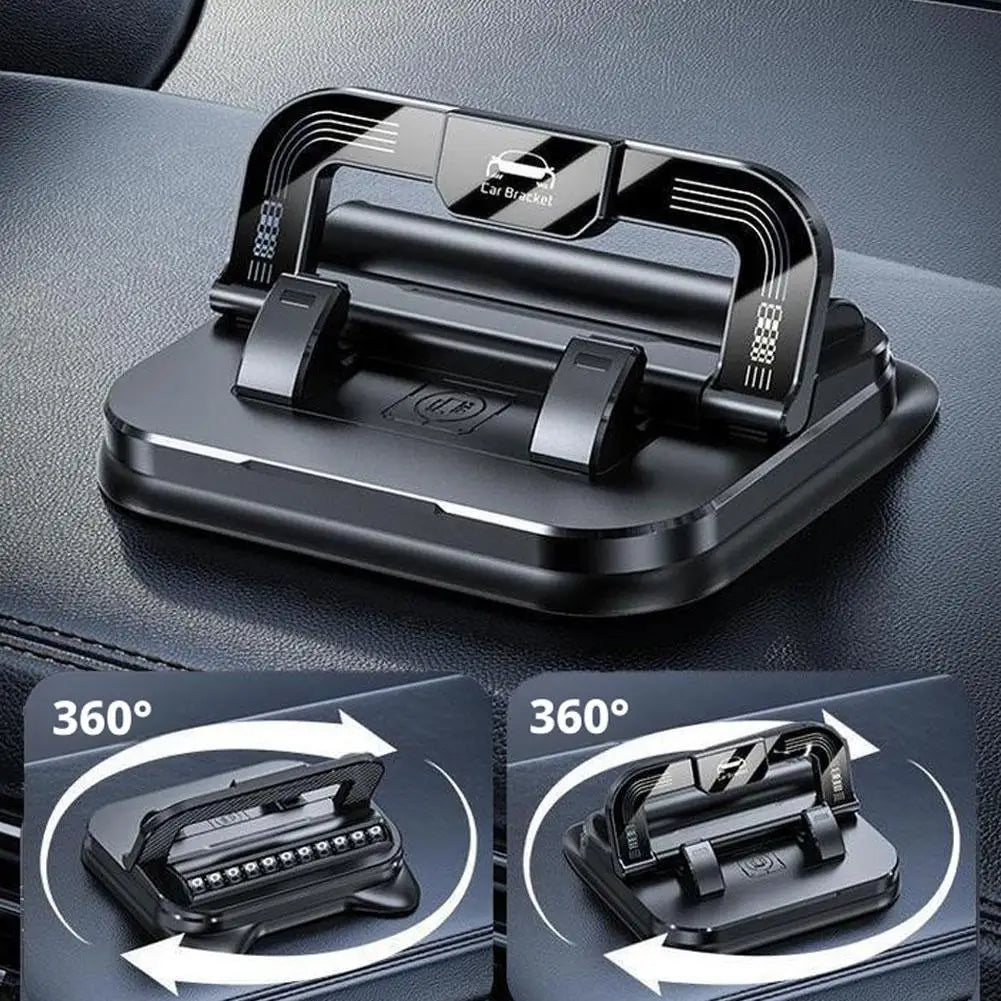 2-in-1 Dashboard Phone Holder with H7 Number Plate-Universal 360° Rotatable and Foldable Car Phone Mount Quake