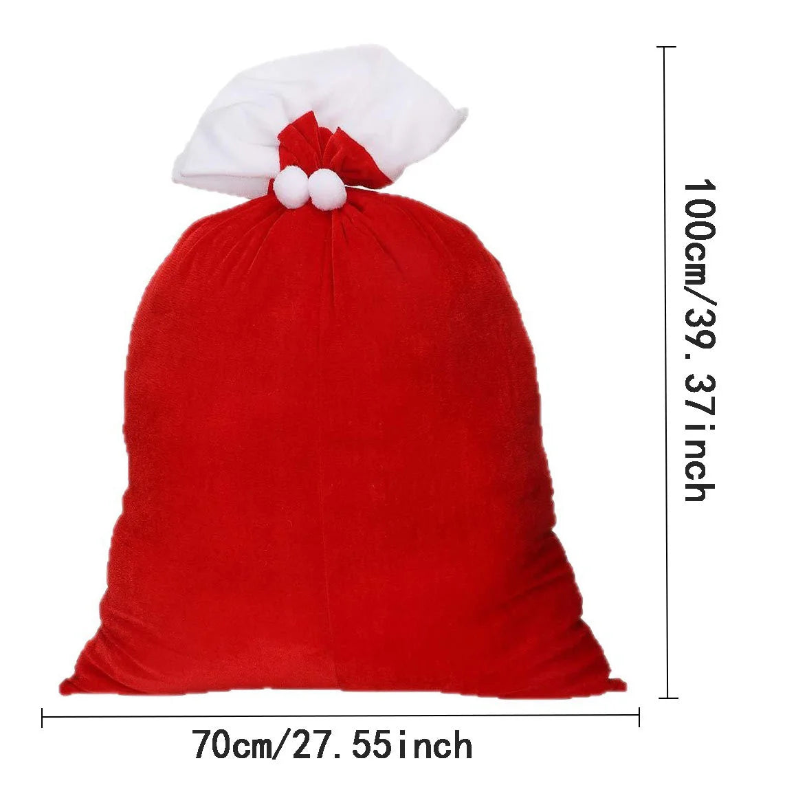 Extra Large Santa Claus Gift Bag with Drawstring Large Capacity Red Velvet Bags for Xmas Present Storage Christmas Decoration Quake 100x70cm as show