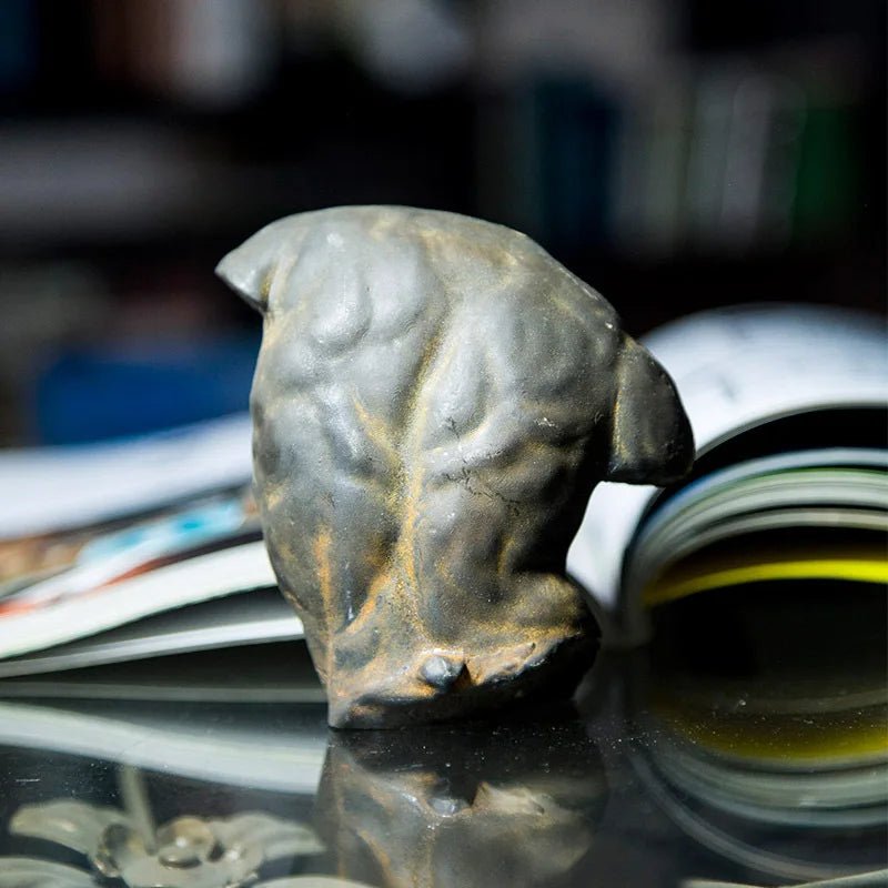 Ancient Greek Male Torso European Style Art Desktop Decoration Figure Small Ornament Imitation Cast Iron Sculpture Handmade Quake