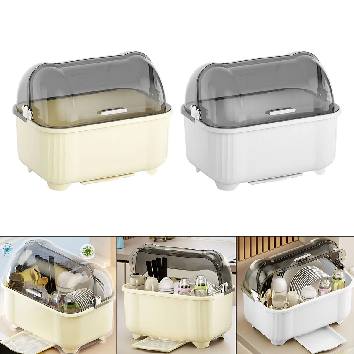 Household Nursing Bottle Holder Drain Board Large Dish Drying Rack with Lid for Kitchen Tableware Storage Solution Quake