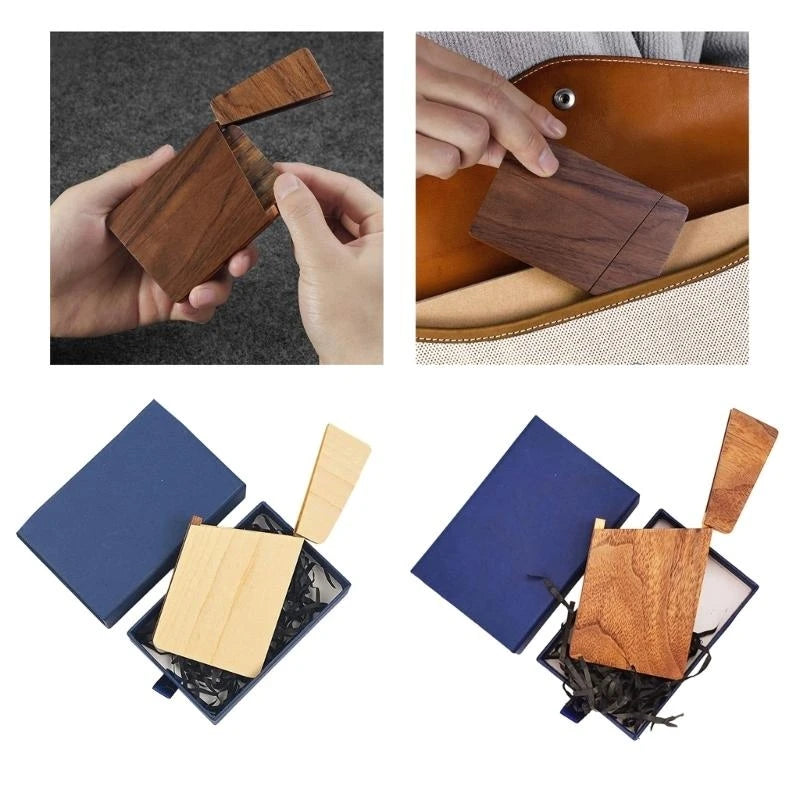 Professional Business Card Holder Hold 12-15 Card Wood Card Case Pocket Business Name Card Case Wood Card Holder K1KF Quake