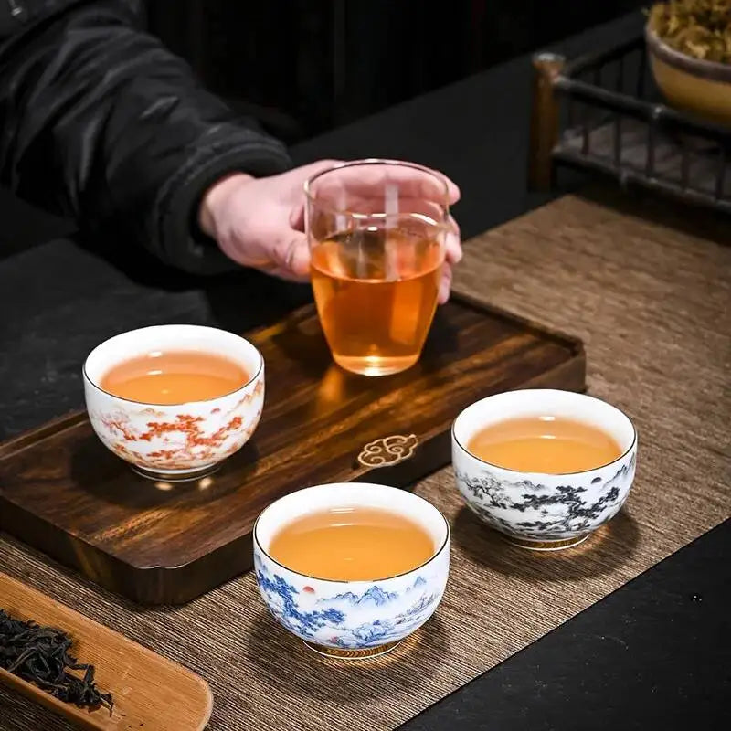 Gold Plated Master Cup Sheep Fat Jade Tea Cup Tasting Cup Personal Kung Fu Teacup Drinking Teacup Quake