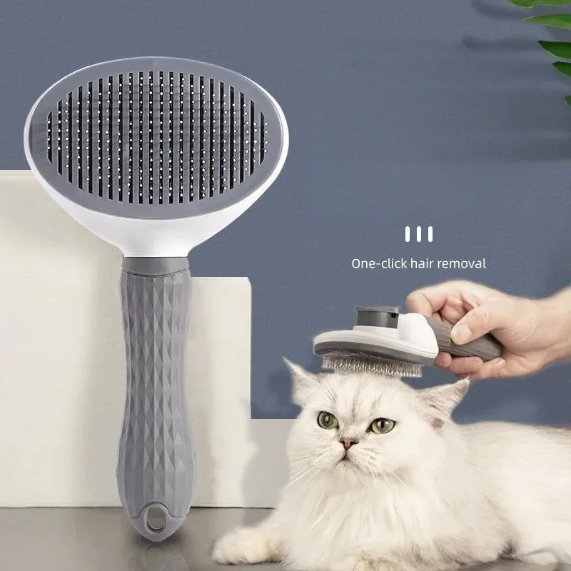 1PCS Pet Hair Removal Brush Dog Hair Comb Stainless Steel Automatic Hair Fading Cat Comb Pet Cleaning Grooming Supplies Quake