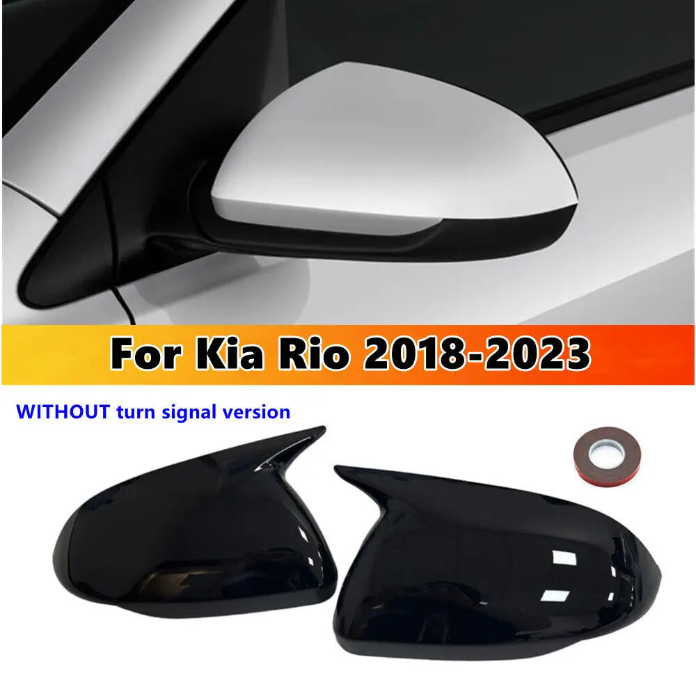 For Kia Rio 2018-2023 2x Car Sticker Rearview Side Mirror Cover Wing Cap Exterior Case Trim Accessories Vehicle Decoration ABS Quake