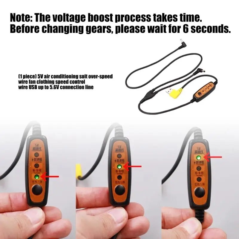 Wearable Cooling Connection Cable with On-Cable Fan Control, USB Replacement Wire and Flexible PVC Structure for K1KF Quake