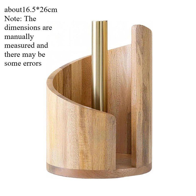 Wooden Paper Towel Holder Countertop Kitchen Roll Paper Storage Stand Desktop Tissue Organizer for Home Dining Room Decor Quake B