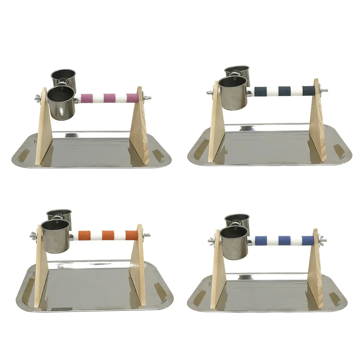 Wooden Playstand for Parrots with Feeder and Perch for Budgies and Cockatoos Quake