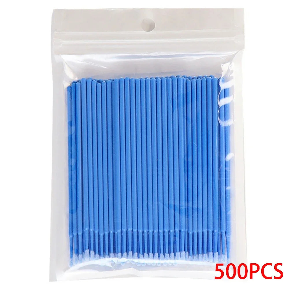 vvocci Disposable Microbrush Eyelash Extension Tools 500/1000pcs - Crystal Swab Lash Grafting & Removal Applicators Quake M94 500PCS Darkblue