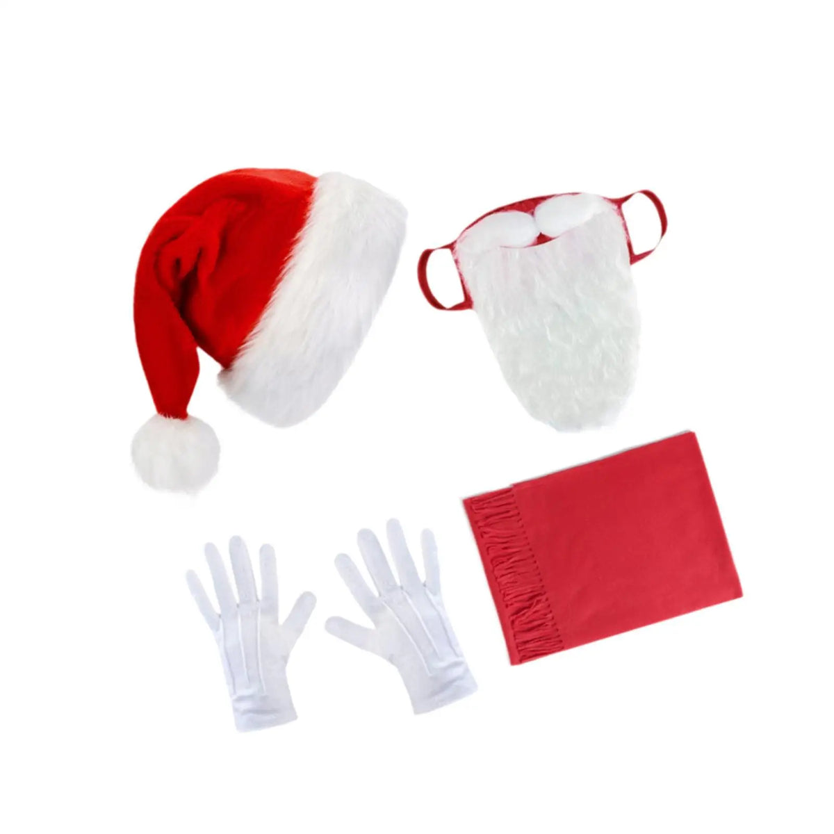 Santa Claus Beard Cover DIY Fancy Dress Funny Costume Accessories Xmas Hat for Role Playing Christmas Halloween Carnival Party Quake white glove