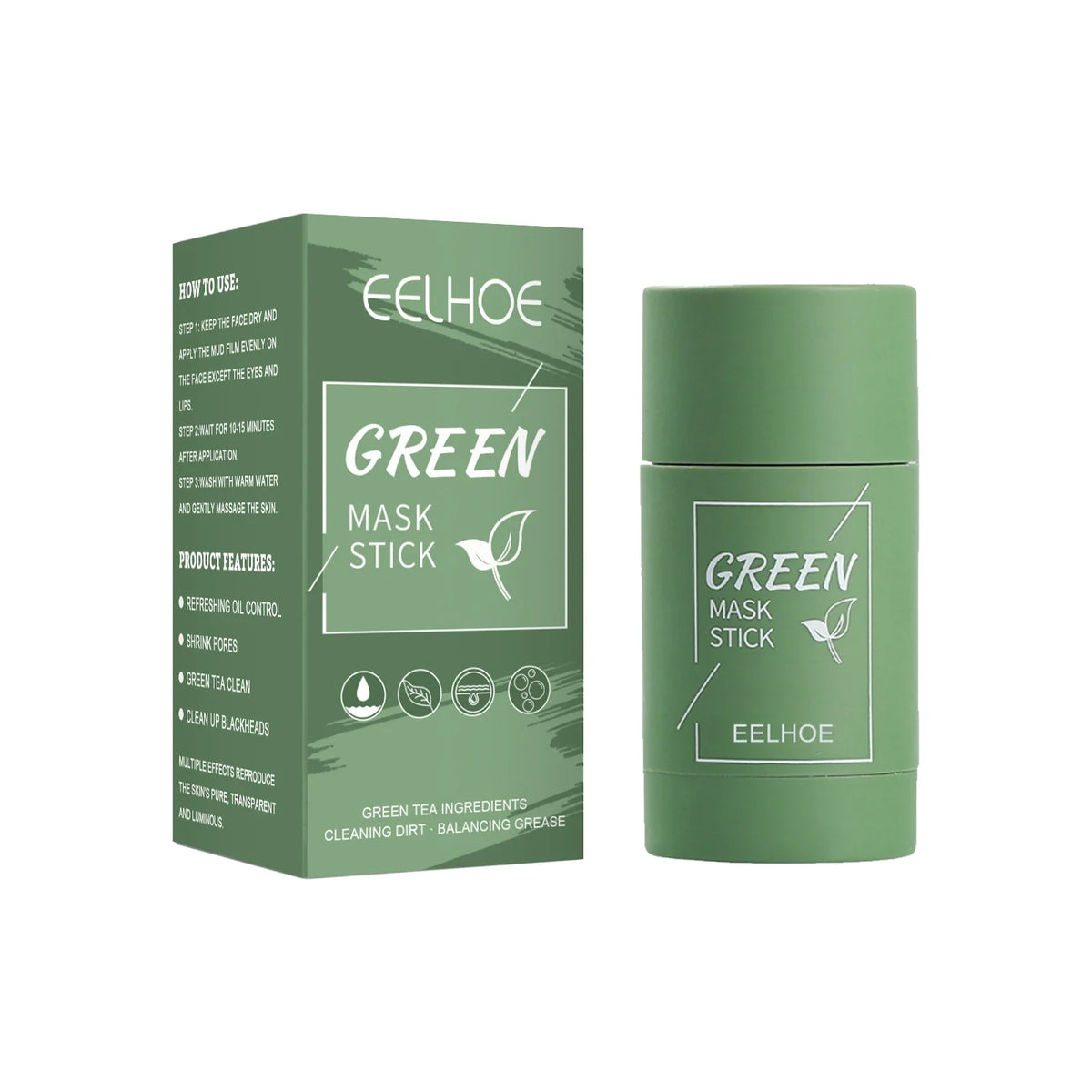 Valentine's Day Gift Green Tea Face Mask Stick for Deep Cleansing Pore Minimizing Acne & Blackhead Care Moisturizing Oil Control Quake