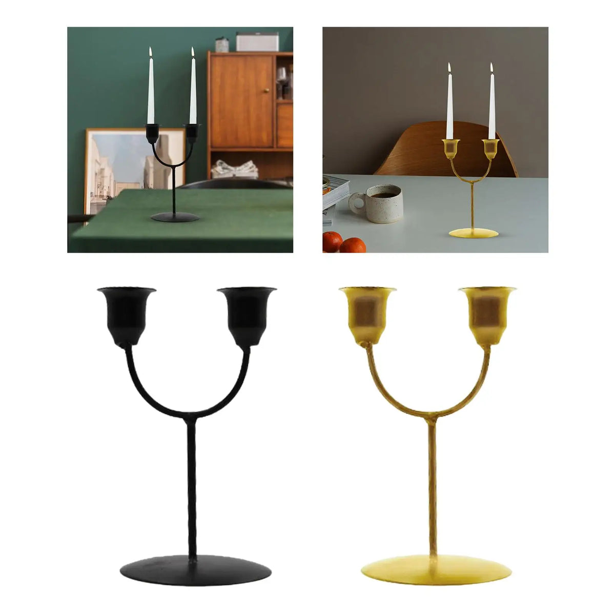 Candles Holder Candlestick Vintage Style Taper Candles Stand Art Decor Decorative Tabletop Candleholder for Living Room Quake