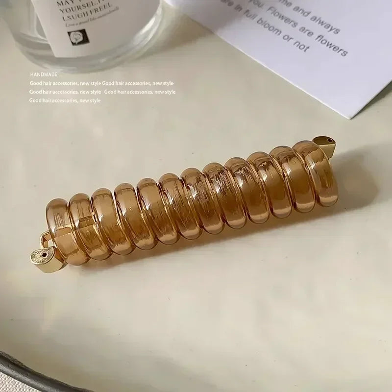 New Spiral High Elastic Rubber Bands for Women Girls Telephone Wire Hair Ties Loop Spiral Coil Hairbands Ponytail Holder Quake light brown