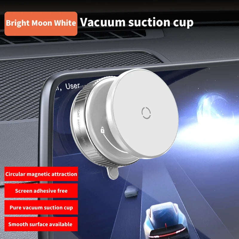 K009 Car Phone Holder Mechanical Vacuum Suction Cup Strong Magnetic Adsorption Bracket For Gym Kitchen Car Navigation Stand Quake Ivory